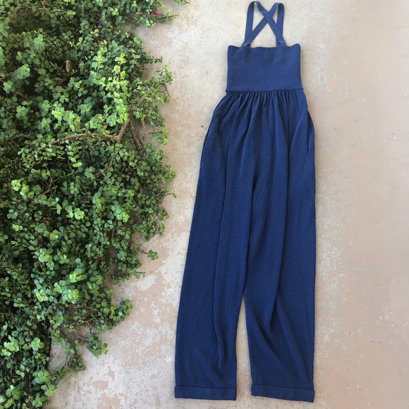 Club Monaco Pants - Club Monaco Frooti Sweater Jumpsuit Navy Blue